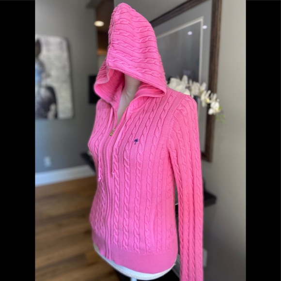 (Sold) Lilly Pulitzer Cable Knit Hoodie Sweater - Picture 4 of 10
